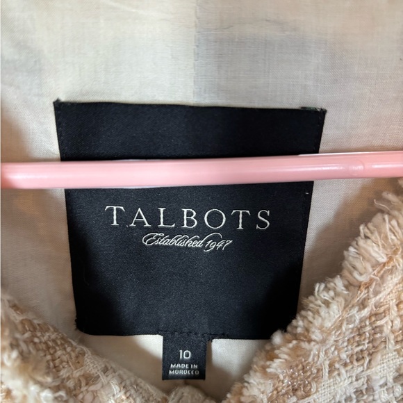 Talbots Cream And Tan Long Woven Jacket Size 10 - Picture 4 of 7